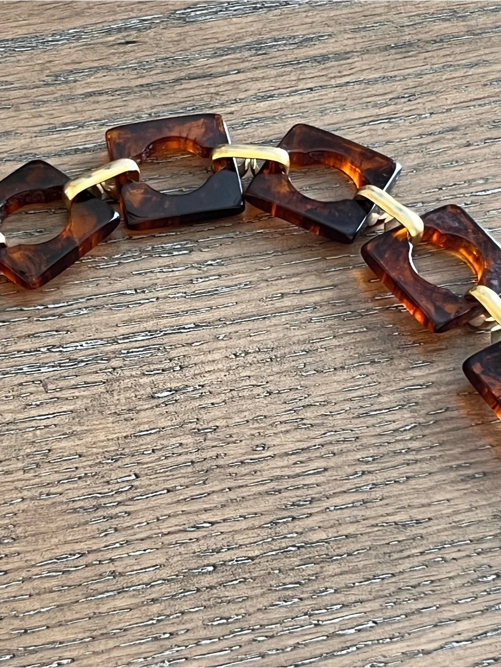 Yves Saint Laurent Tortoiseshell-Link Belt with Gold Hardware